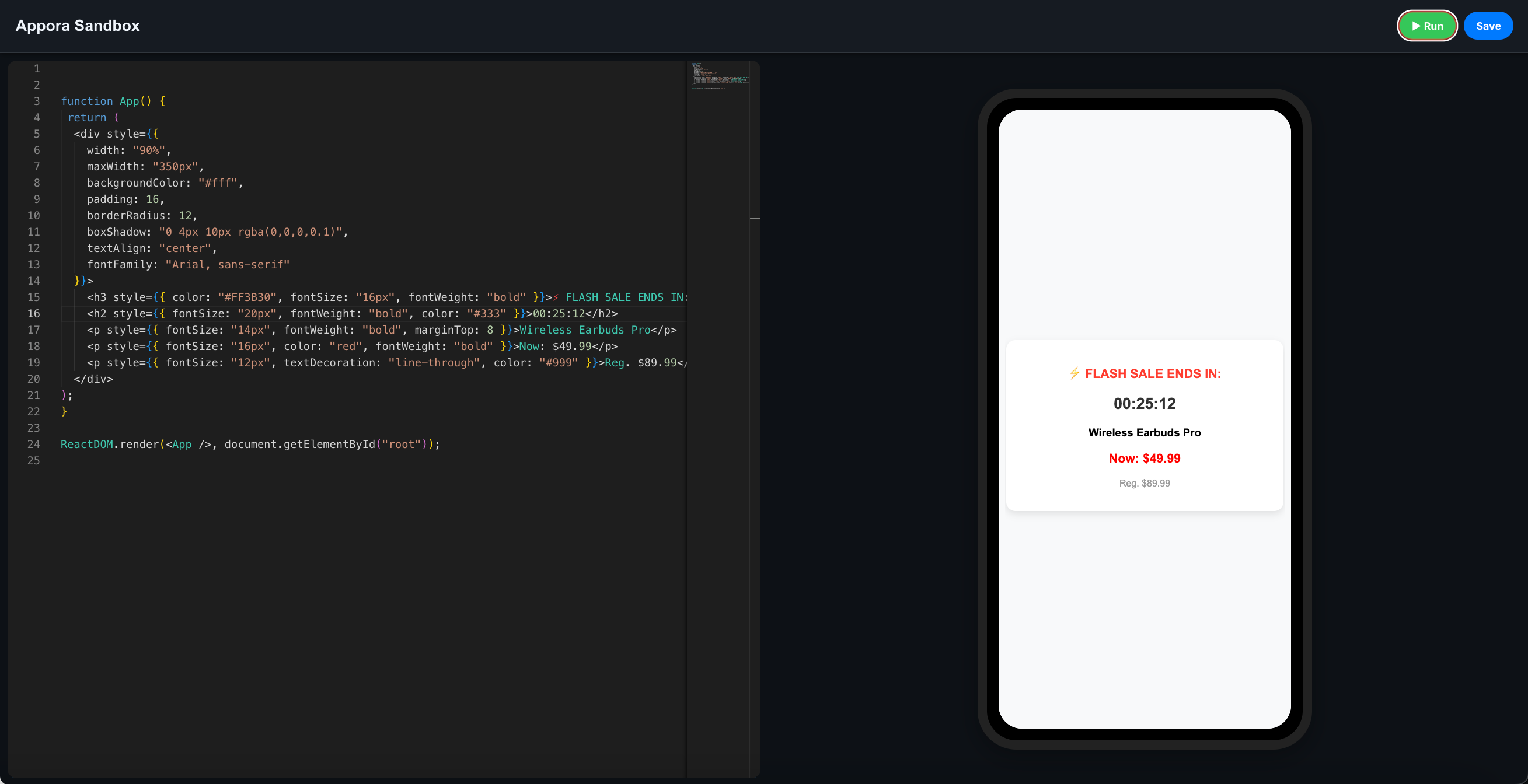 Appora Sandbox Interface